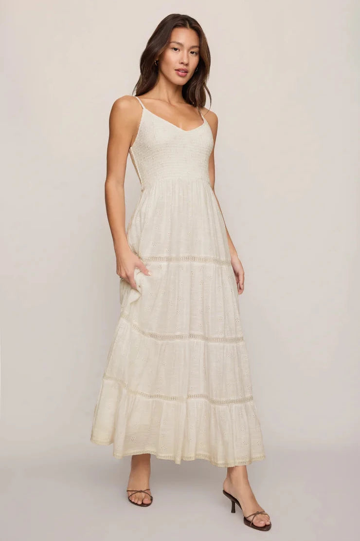 Behati Eyelet Midi Dress - White
