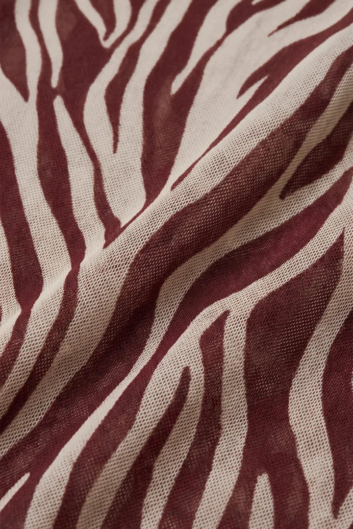 Sevilla Zebra Mesh Midi Dress - Velvet Rouge