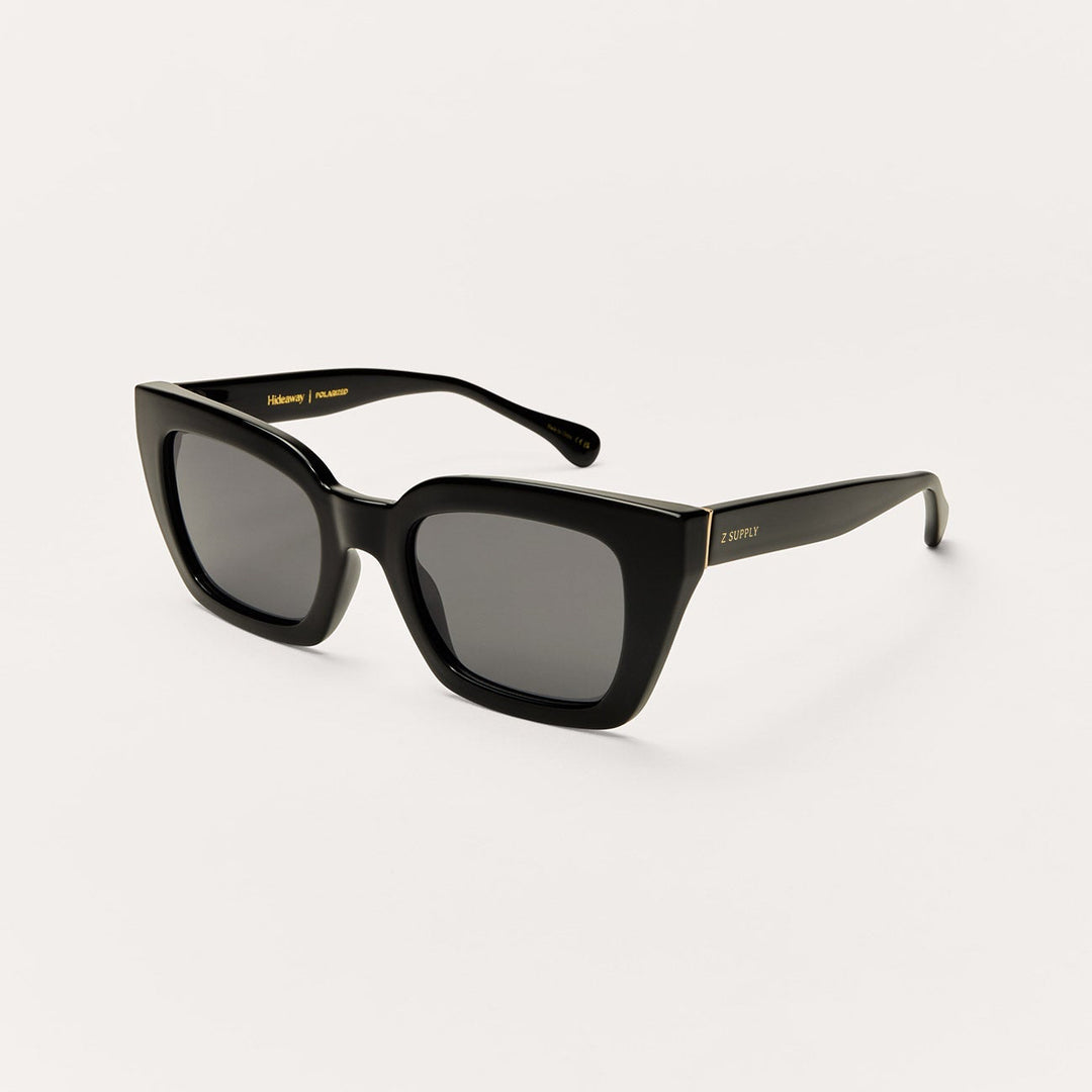 Z Supply Hideaway Sunglasses in Polished Black Grey - back