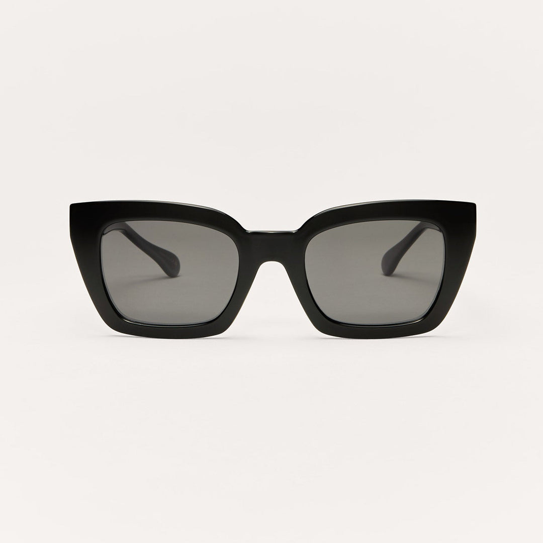 Z Supply Hideaway Sunglasses in Polished Black Grey - front