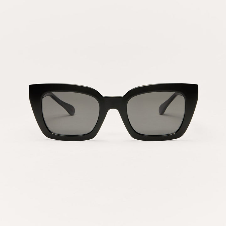 Z Supply Hideaway Sunglasses in Polished Black Grey - front