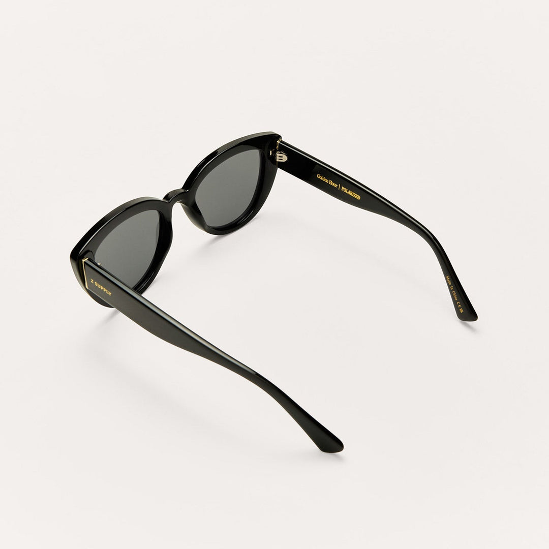 Z Supply Golden Hour Sunglasses in Polished Black Grey - detail
