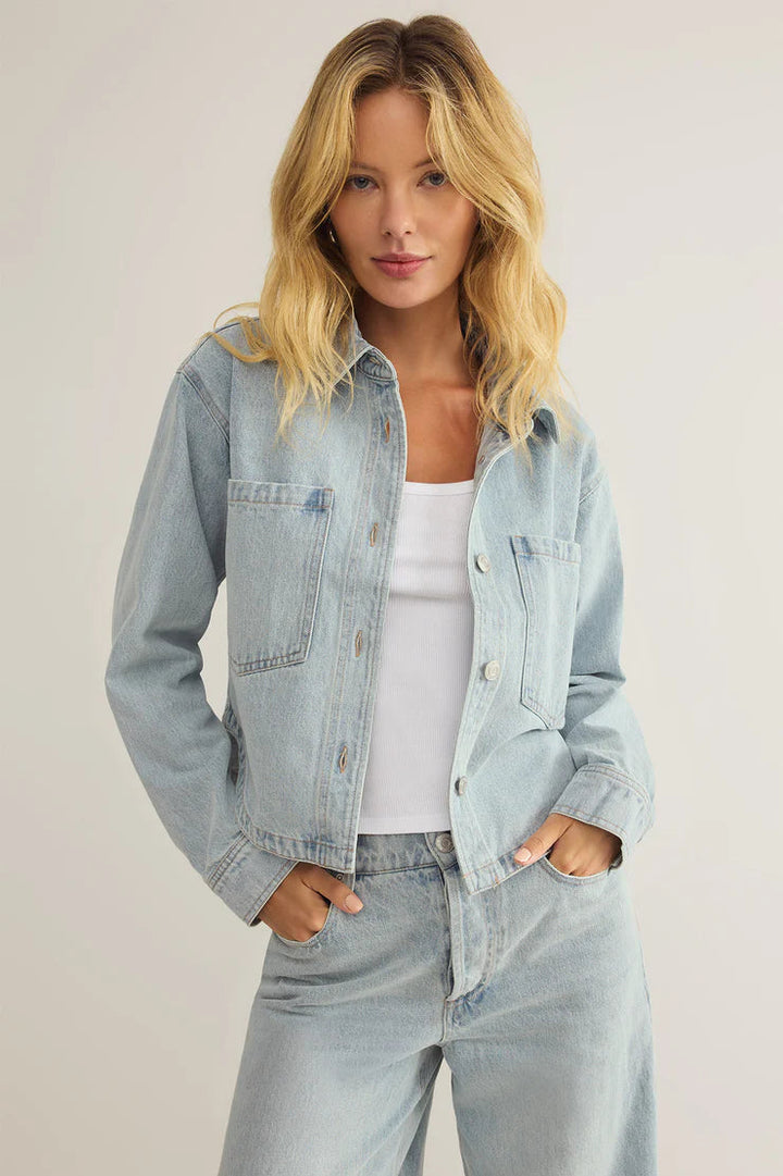 All Day Cropped Denim Jacket - Faded Indigo