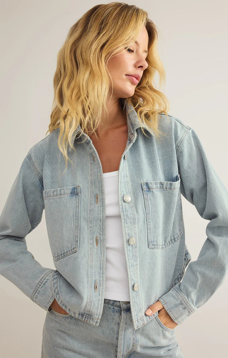All Day Cropped Denim Jacket - Faded Indigo
