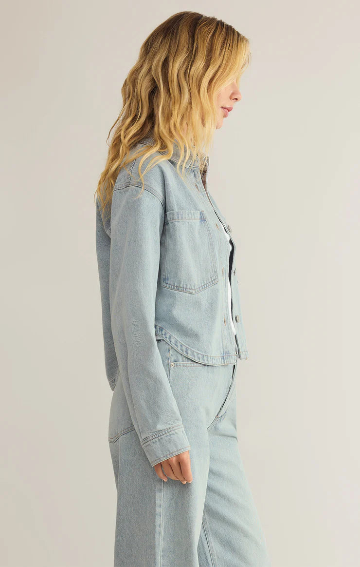 All Day Cropped Denim Jacket - Faded Indigo
