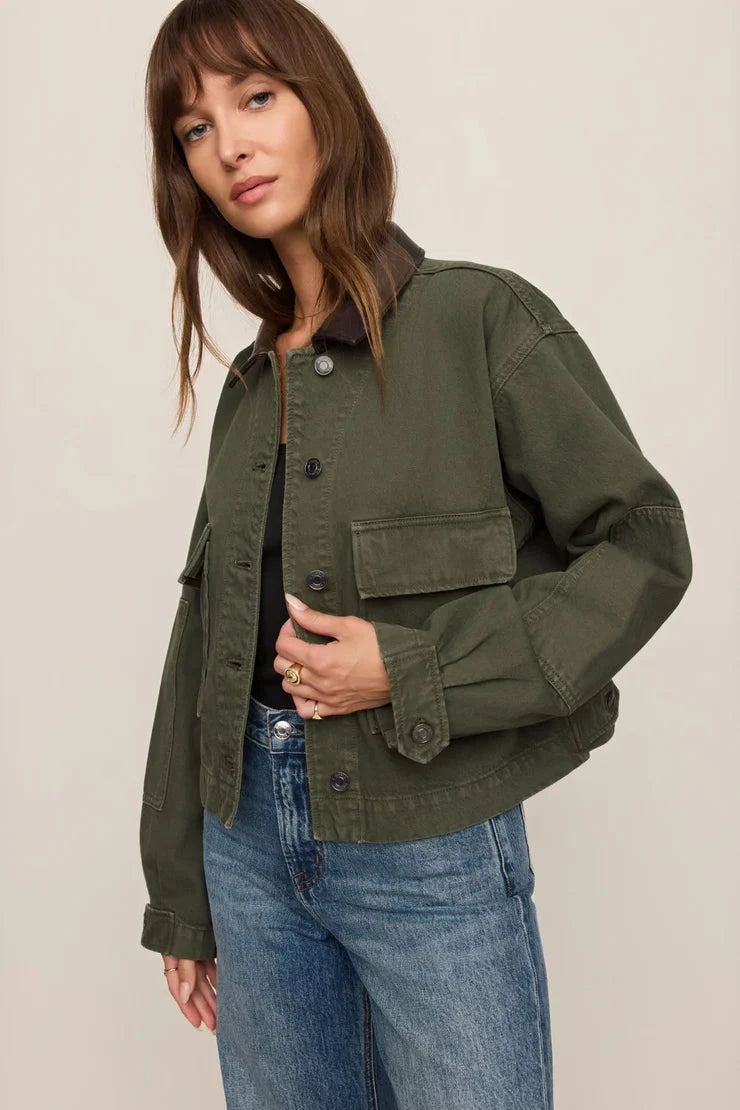 Rey Cropped Chore Jacket - Dusk Sage