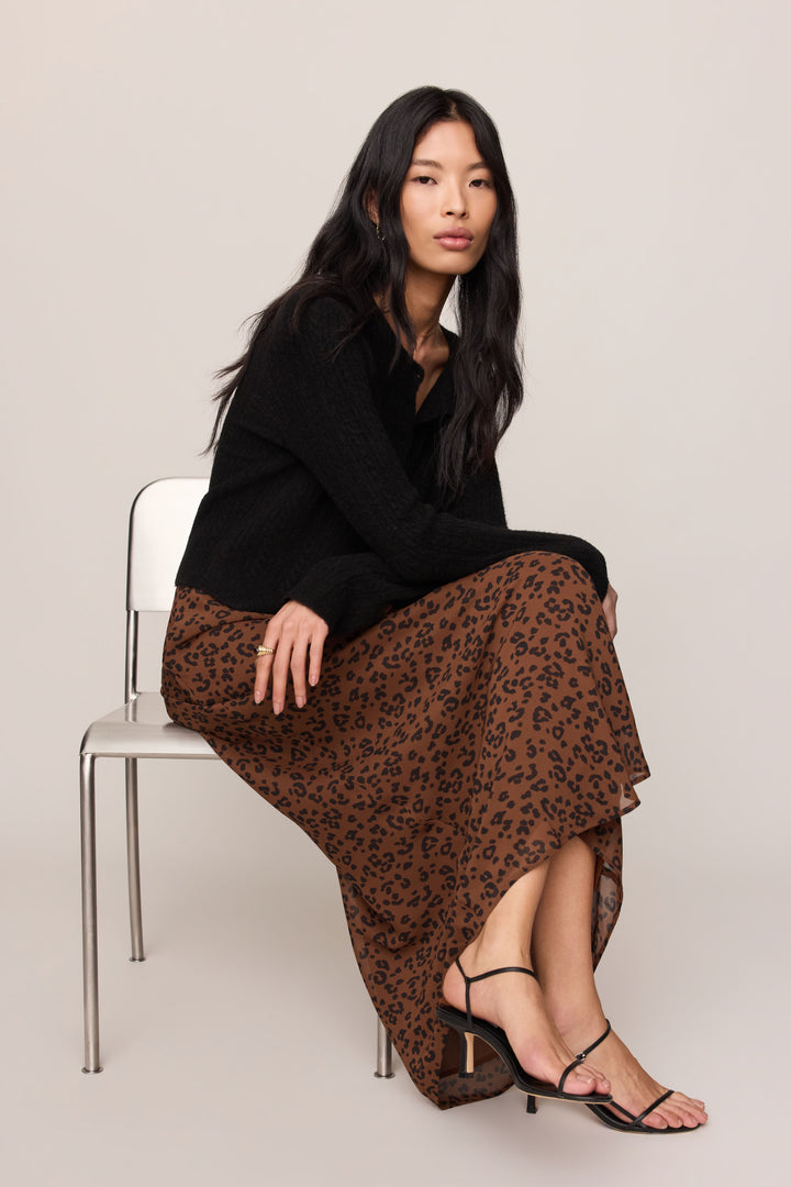 Z Supply Europa Leopard Maxi Skirt in Burnt Umber - detail