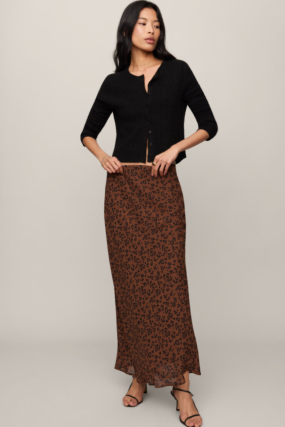 Z Supply Europa Leopard Maxi Skirt in Burnt Umber