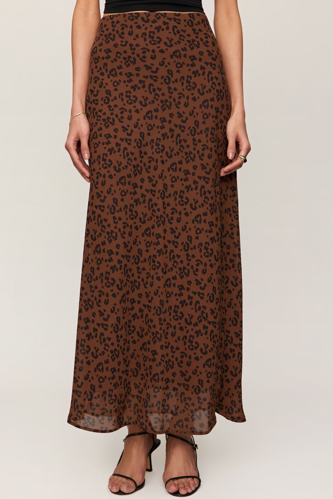Z Supply Europa Leopard Maxi Skirt in Burnt Umber - front