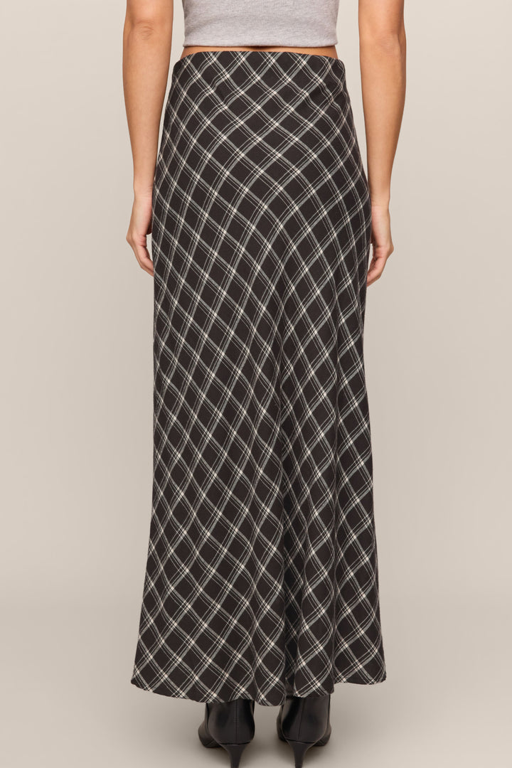 Z Supply Europa Plaid Maxi Skirt in Ash Black - back