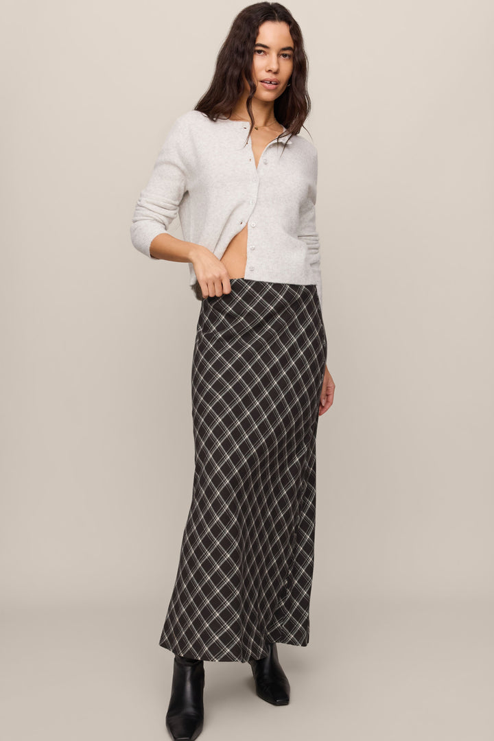 Z Supply Europa Plaid Maxi Skirt in Ash Black