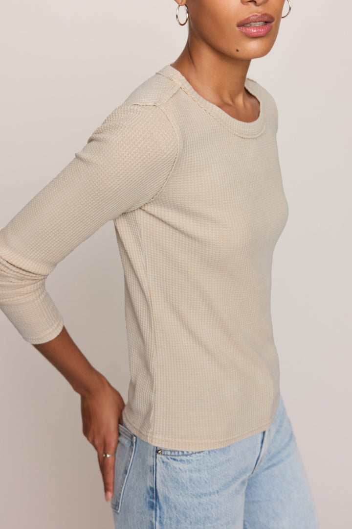 Z Supply Arlet Mini Thermal Top in Soft Ecru - detail