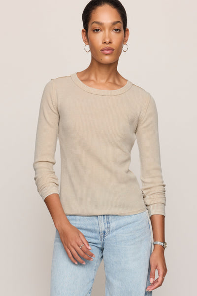 Z Supply Arlet Mini Thermal Top in Soft Ecru - front