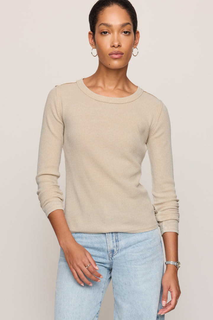 Z Supply Arlet Mini Thermal Top in Soft Ecru - front