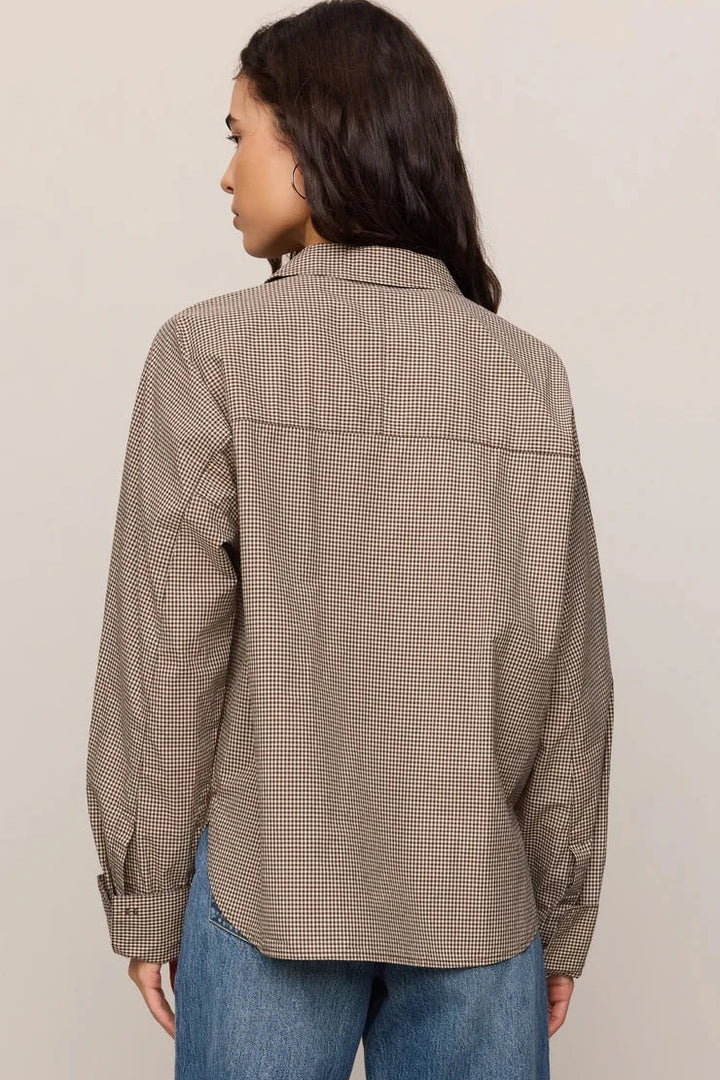 On Duty Gingham Button Up - Dark Chocolate