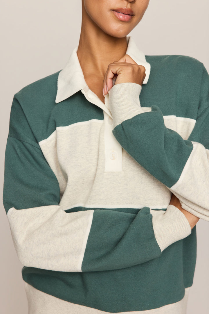 Study Break Polo Sweatshirt - Heather Grey - Detail