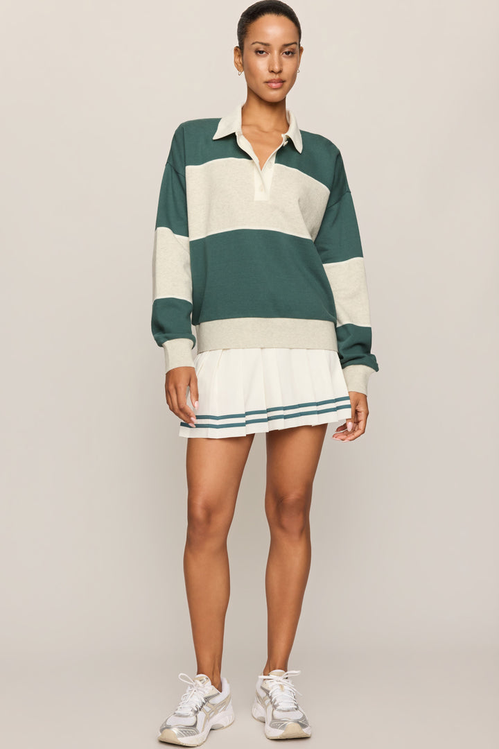 Study Break Polo Sweatshirt - Heather Grey - Side