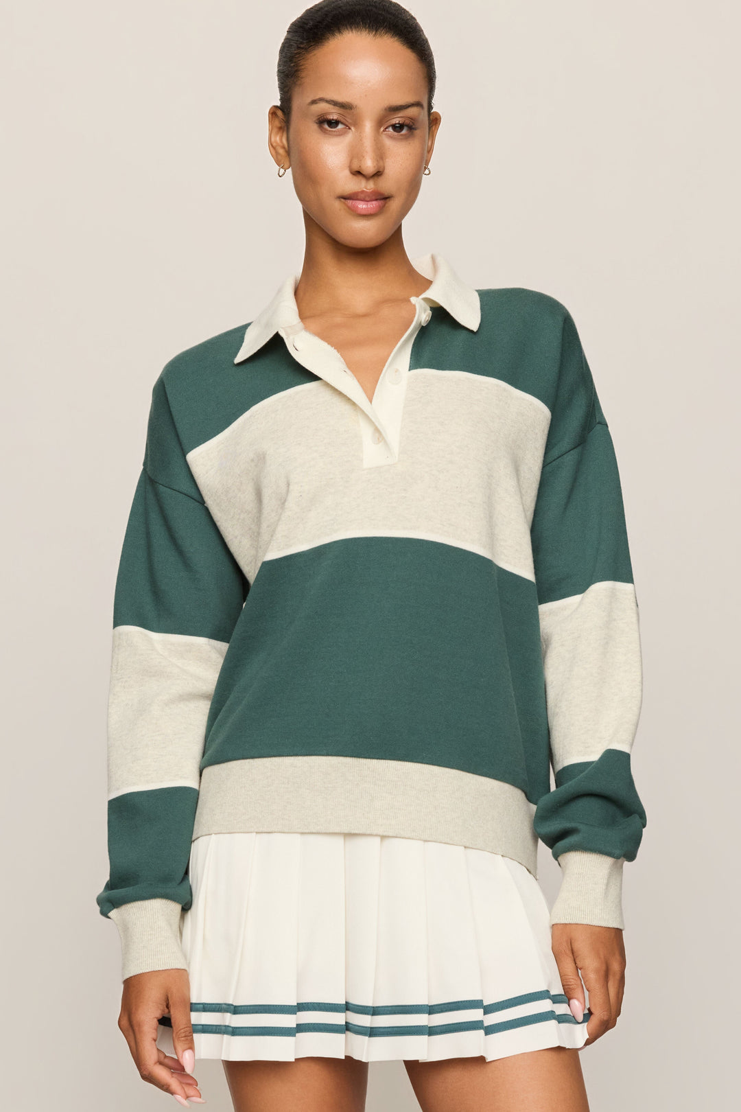 Study Break Polo Sweatshirt - Heather Grey - Front