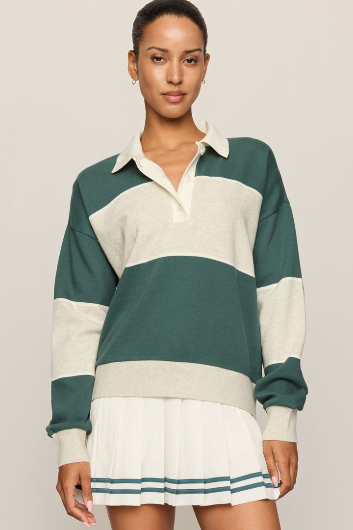 Study Break Polo Sweatshirt - Heather Grey - Front