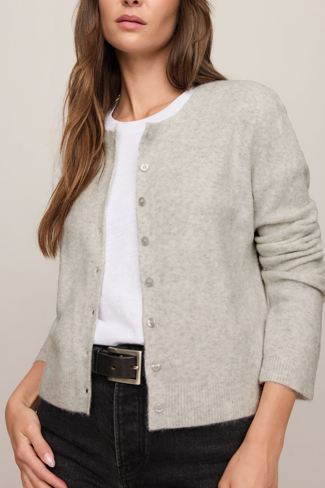 Z Supply Medina Cozy Cardigan in Feather Grey - detail
