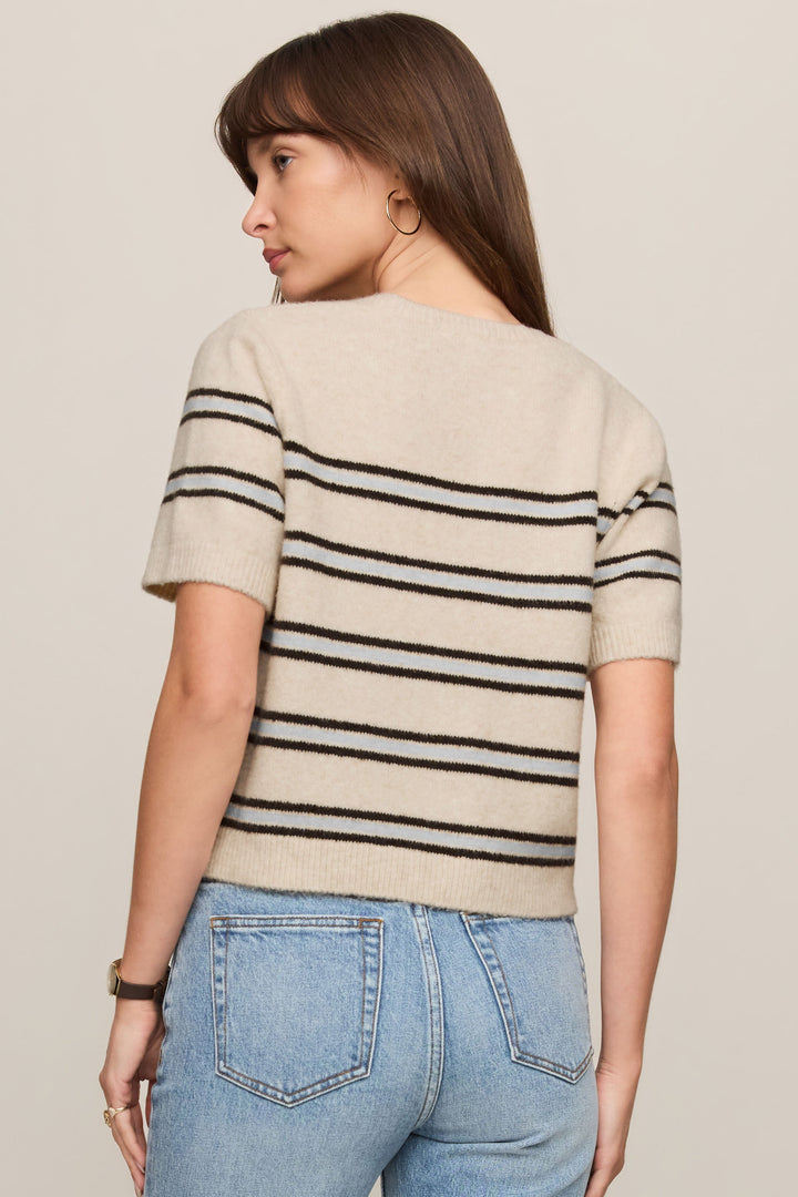 Gatewood Stripe Sweater - Light Oatmeal Heather - Back