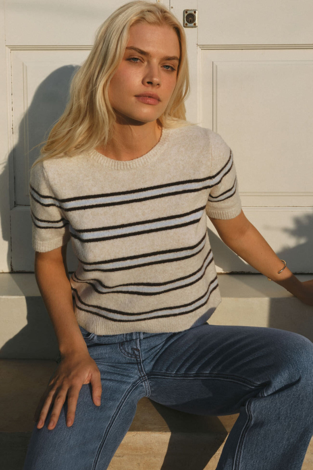 Gatewood Stripe Sweater - Light Oatmeal Heather - Campaign
