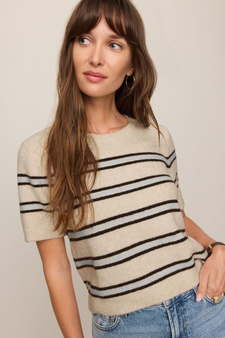 Gatewood Stripe Sweater - Light Oatmeal Heather - Detail