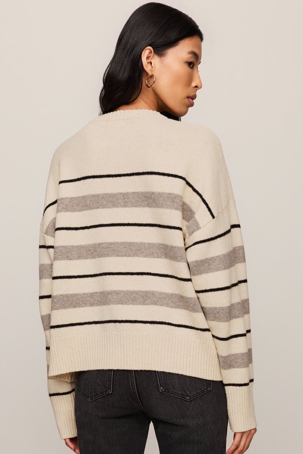 Z Supply Cirrus Stripe Sweater in Chalk - back