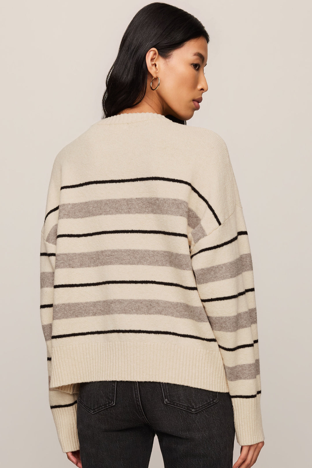 Z Supply Cirrus Stripe Sweater in Chalk - back