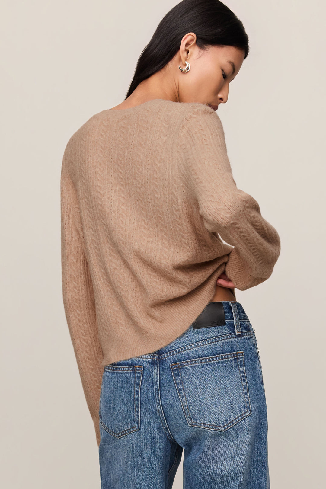 Z Supply Medina Cable Pointelle Cardigan in Macaroon - back