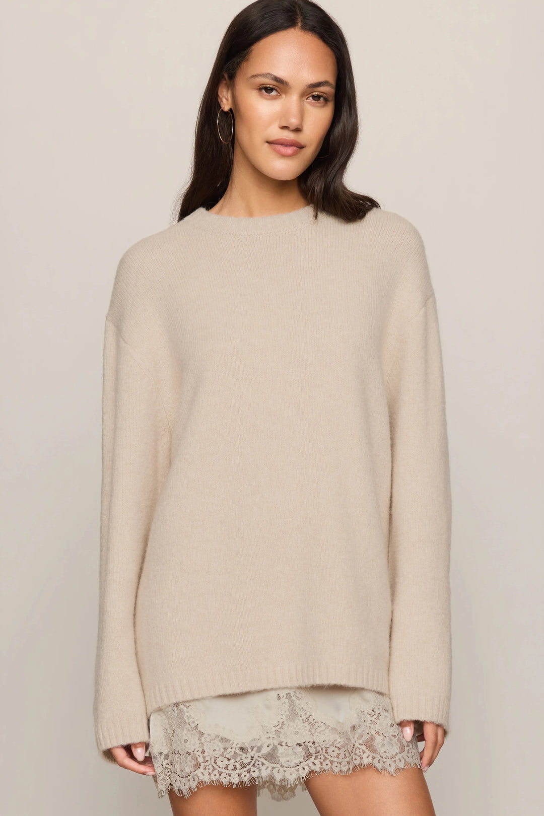 Meadow Muse Lace Mini Dress - Frosted Pearl
