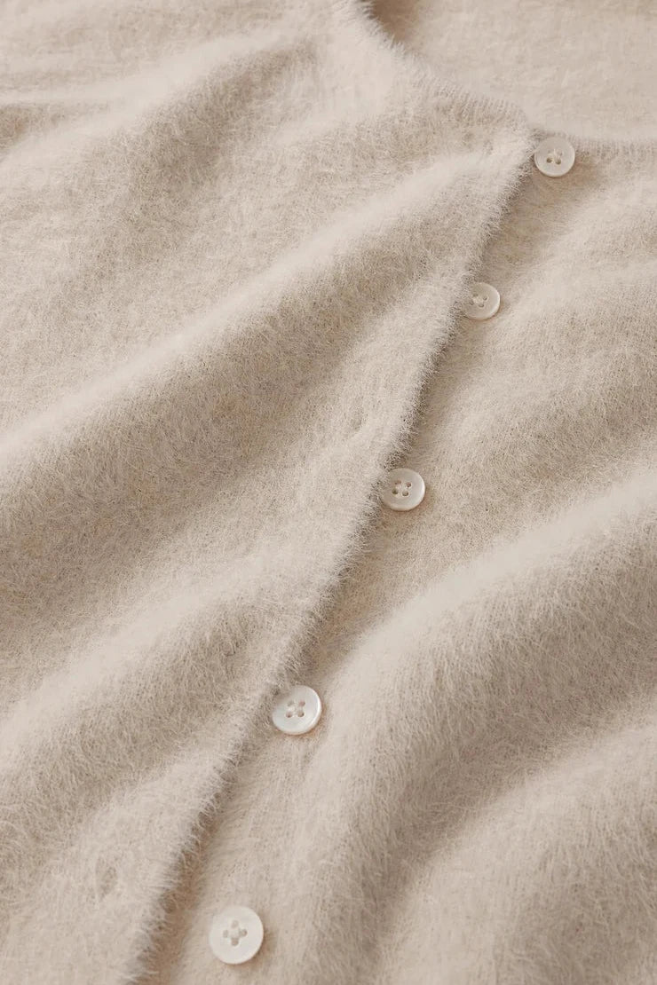 Winterglow Fluffy Cardigan - Frosted Pearl