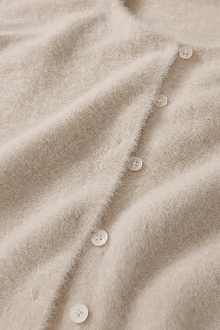 Winterglow Fluffy Cardigan - Frosted Pearl