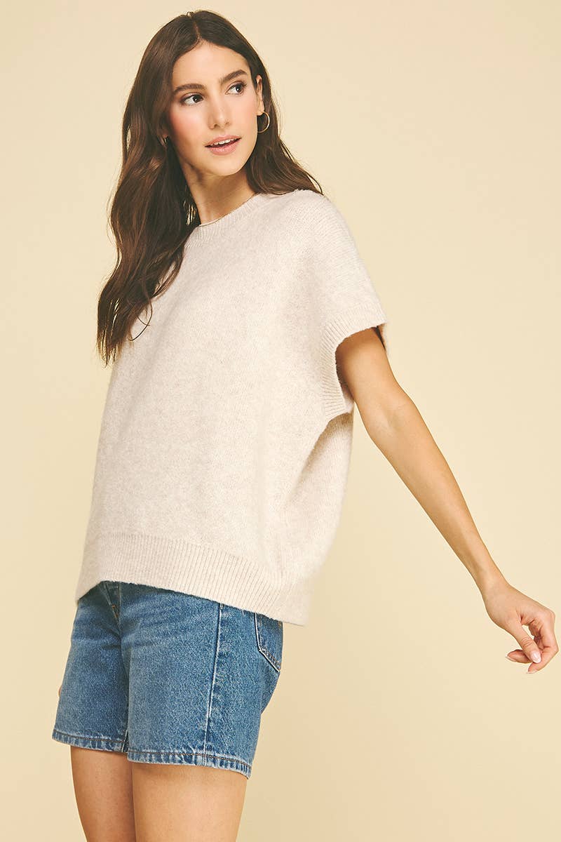 Emery Short Sleeve Sweater - Shell