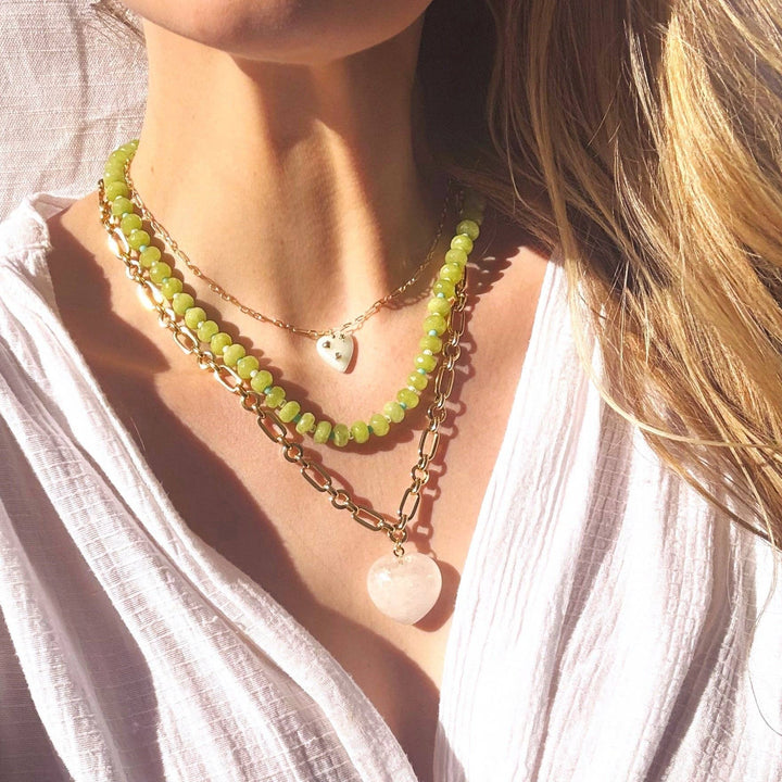 Islands Stone Candy Beaded Necklace: Lime
