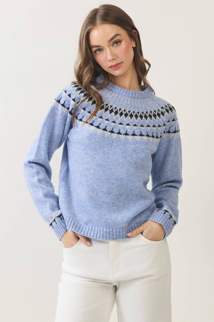 Piper Fair Isle Sweater - Light Blue