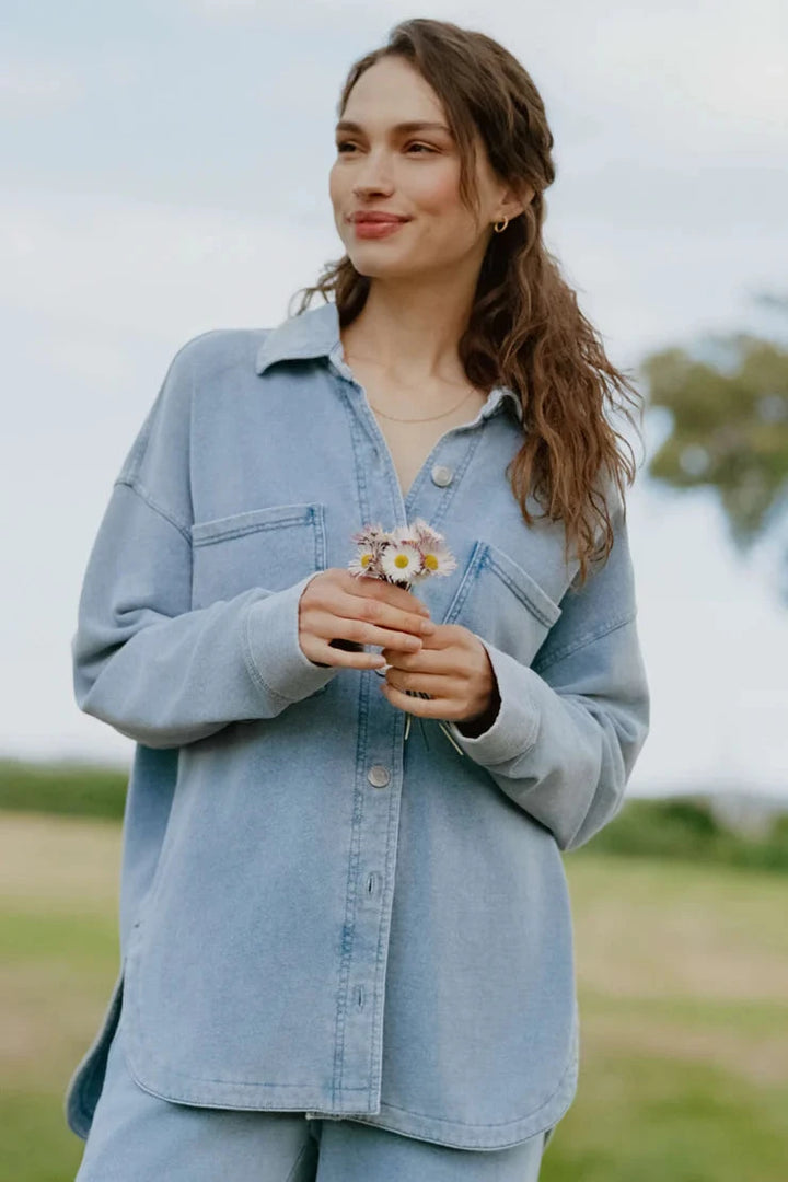 All Day Knit Denim Jacket - Ocean Air Indigo