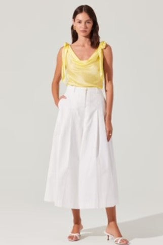 Andie Satin Cowl Neck Top - Lemon