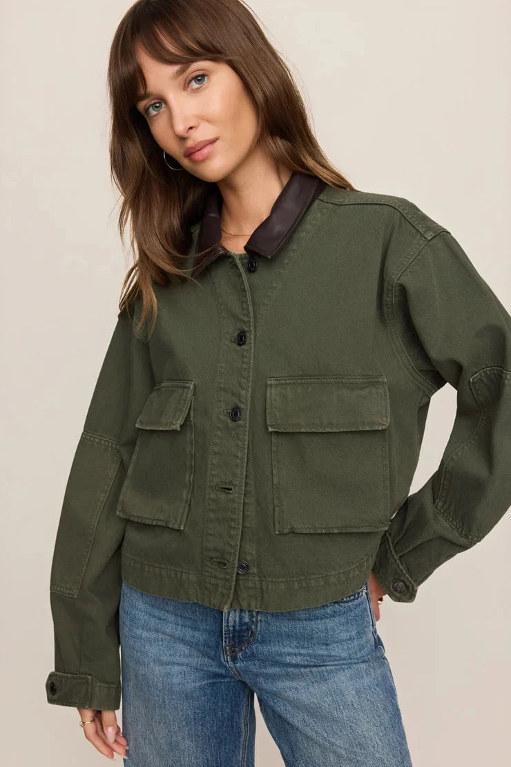 Rey Cropped Chore Jacket - Dusk Sage