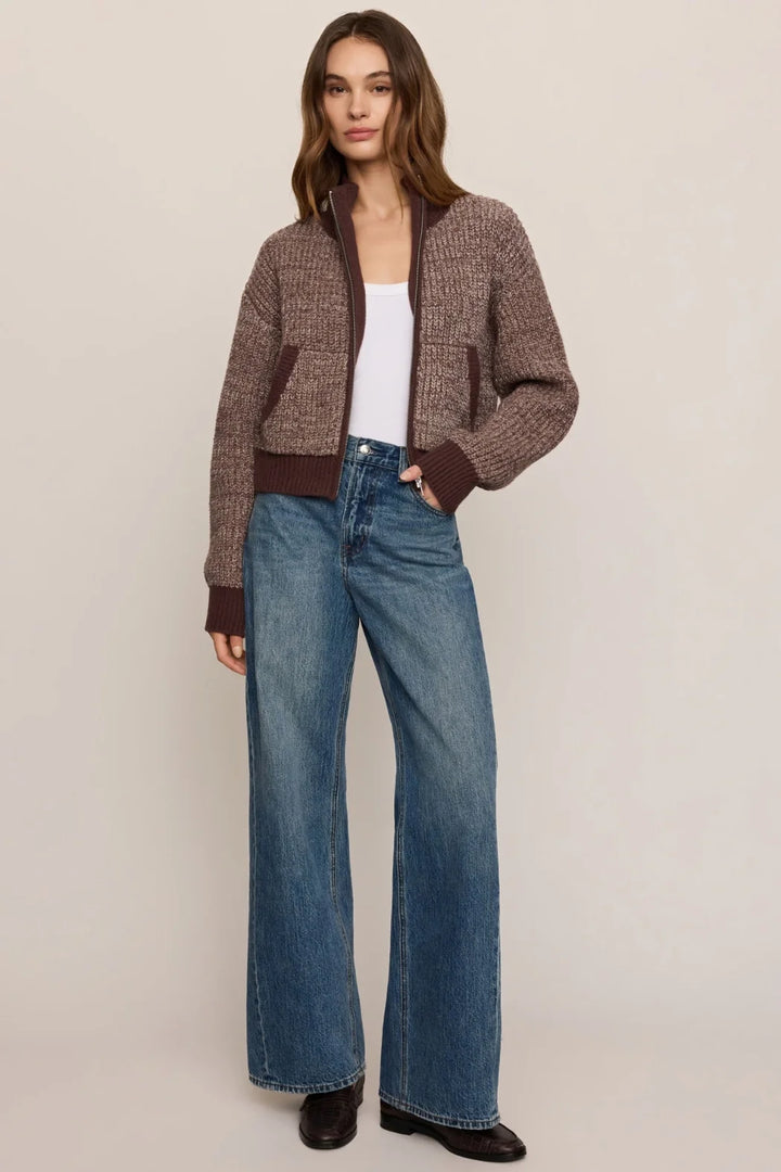 Ashford Zip Cardigan - Cocoa Bean