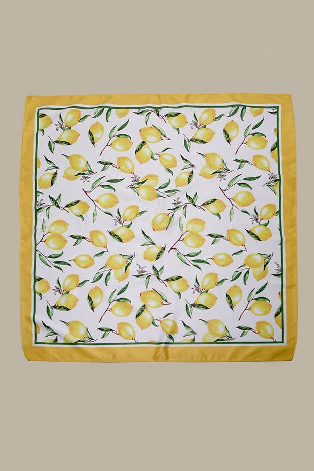 Lemon Silky Feel Bandana Scarf - Lemon