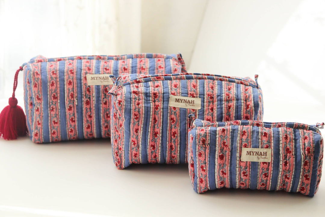 Nantucket stripes travel/makeup bag - Large
