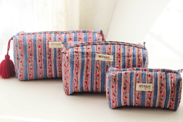 Nantucket stripes travel/makeup bag - Large