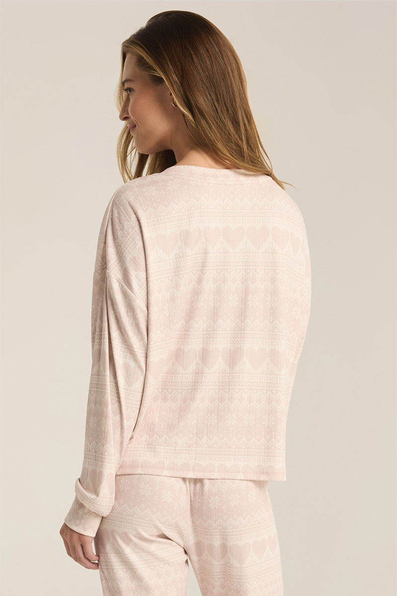 Fairisle Heart Long Sleeve Lounge Set - Crystal Grey