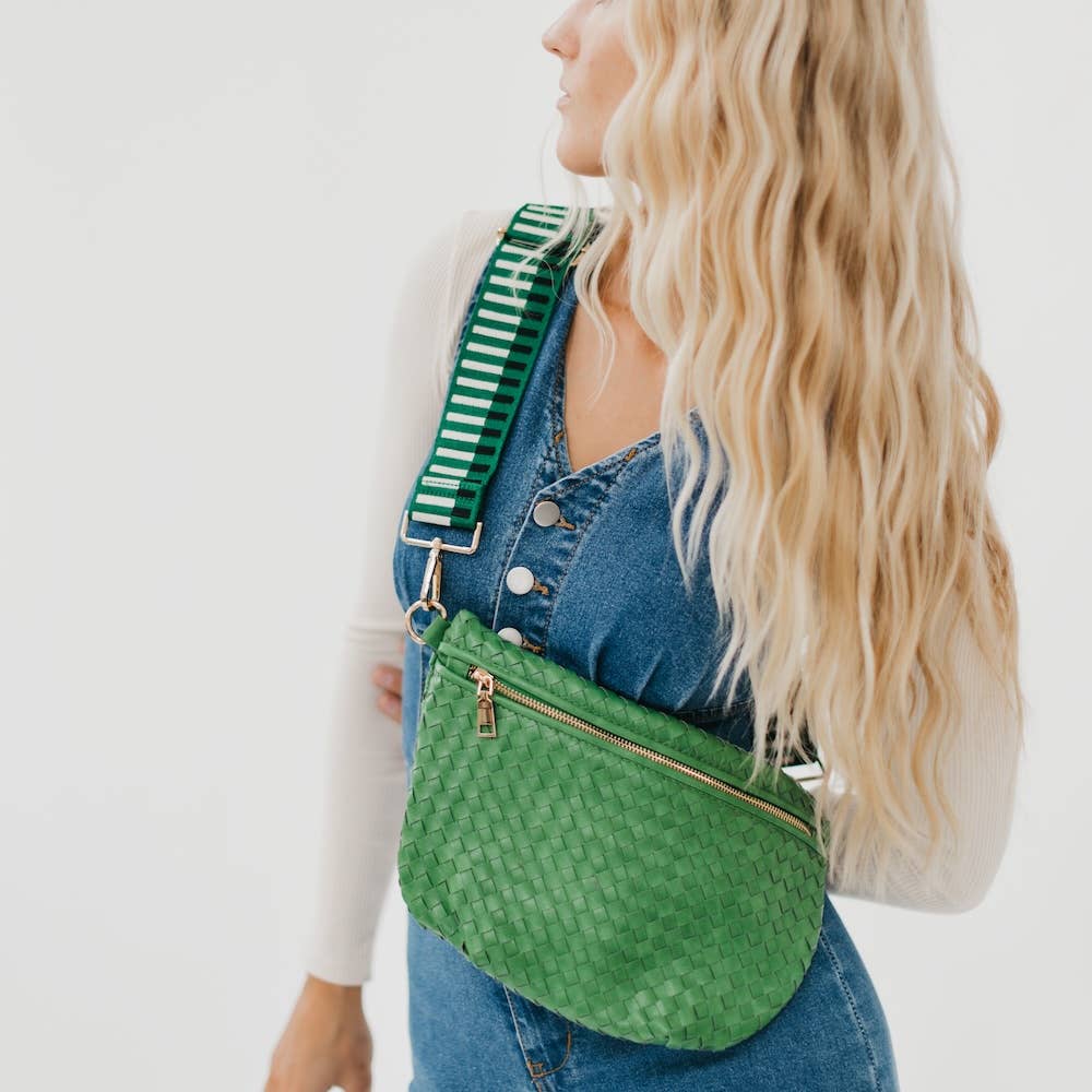 Keara Woven Crossbody Bag - Emerald