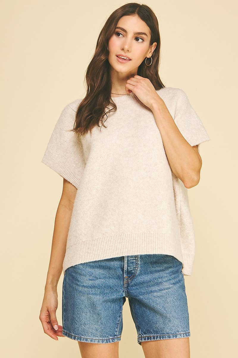 Emery Short Sleeve Sweater - Shell