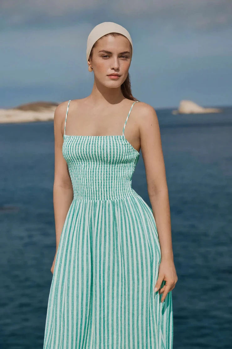 Bayside Striped Midi Dress - La Palma