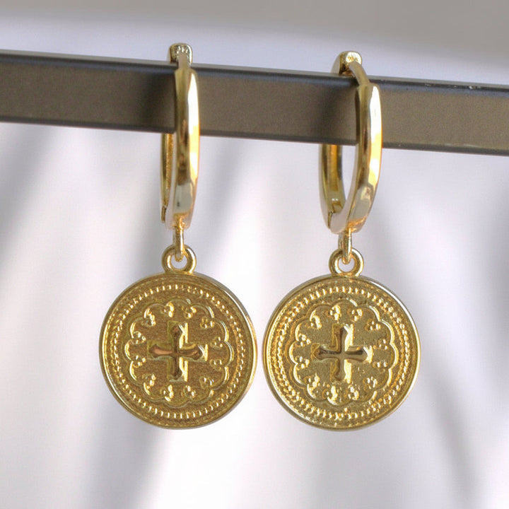 Gold Coin Huggie Hoops