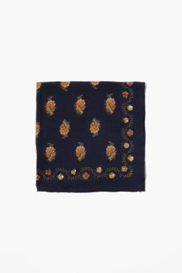 Floral Beaded Bandana- Pageant Blue