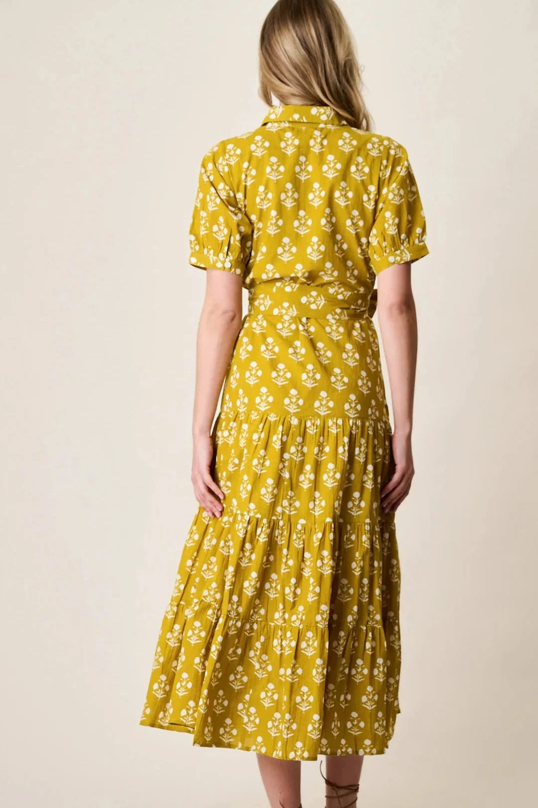 Liz Short Sleeve Shirt Dress - Chartreuse